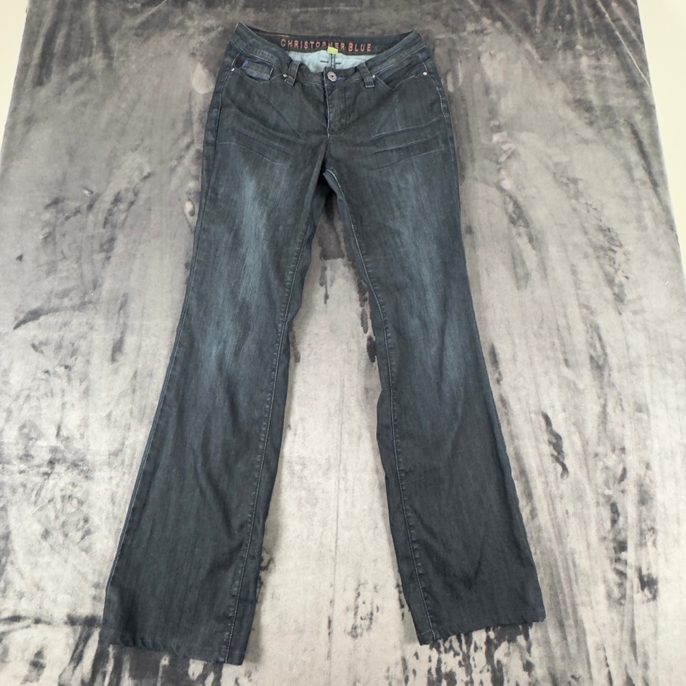 Christopher Blue Jeans Womens 6 Dark Wash Bootcut Denim Flap Pockets 676-SD